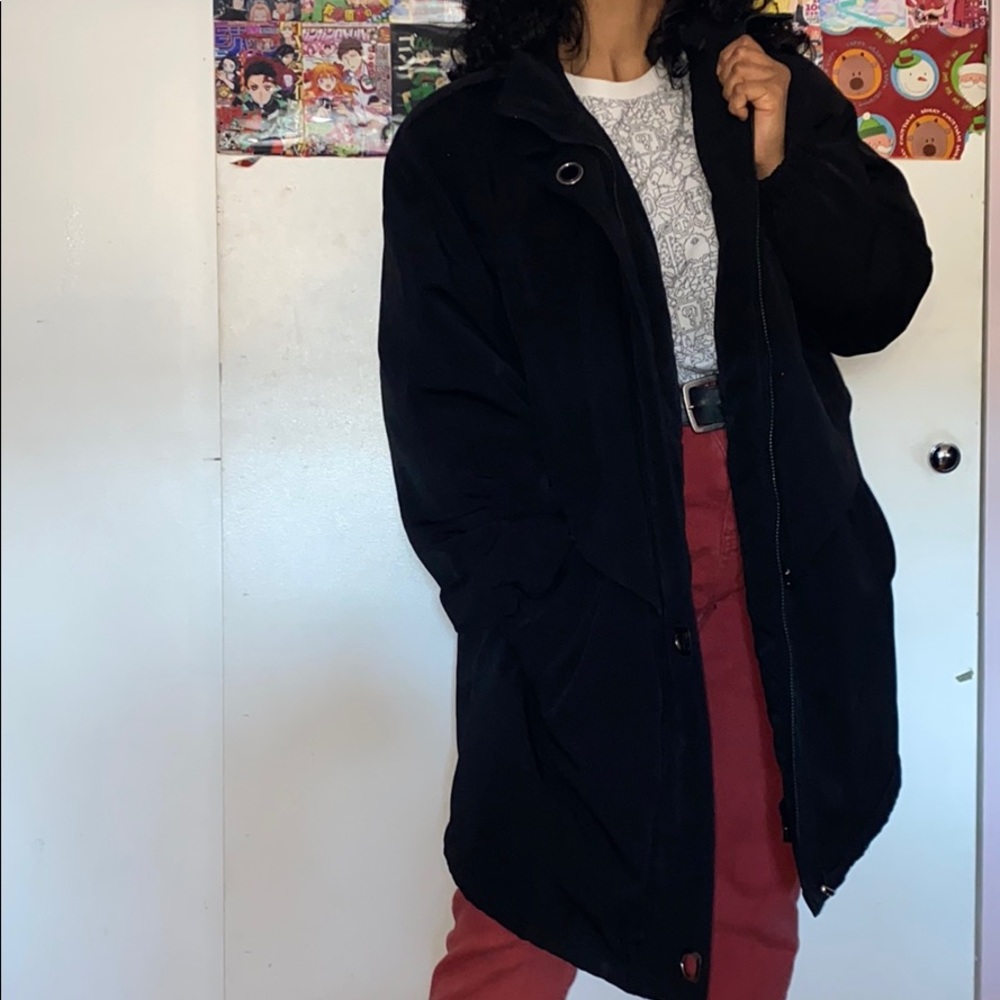 Retro Long Black Puff Coat